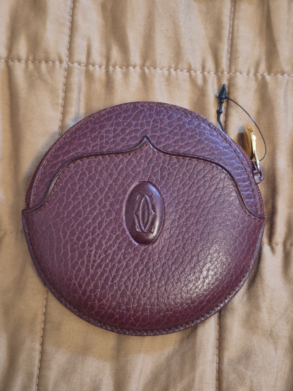 Cartier Burgundy Leather Round Coin Case